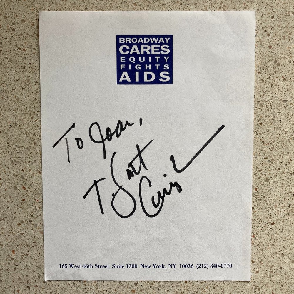 T. Scott Cunningham Signed / Inscribed BCEFA Paper 4 1/2 X 5 1/2” Broadway Actor